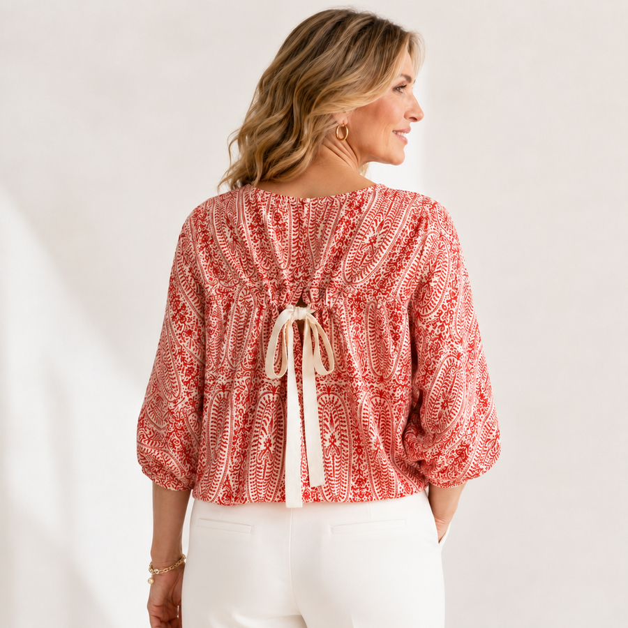 Maya | Casual Back Bow Printed Blouse