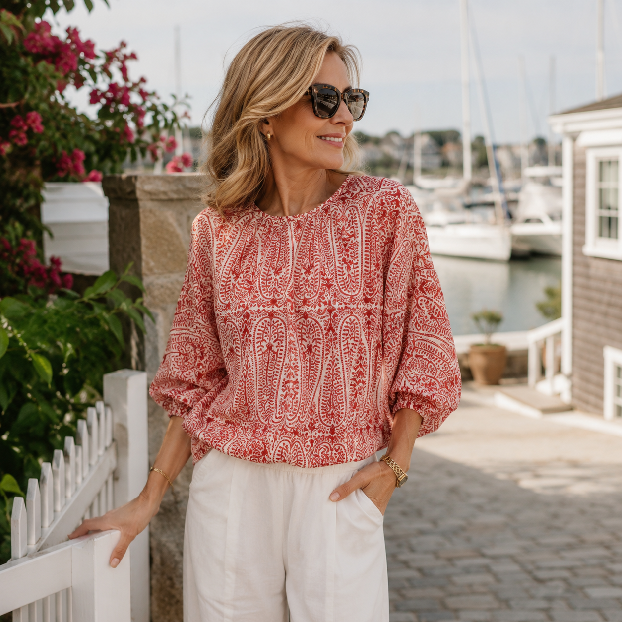 Maya | Casual Back Bow Printed Blouse