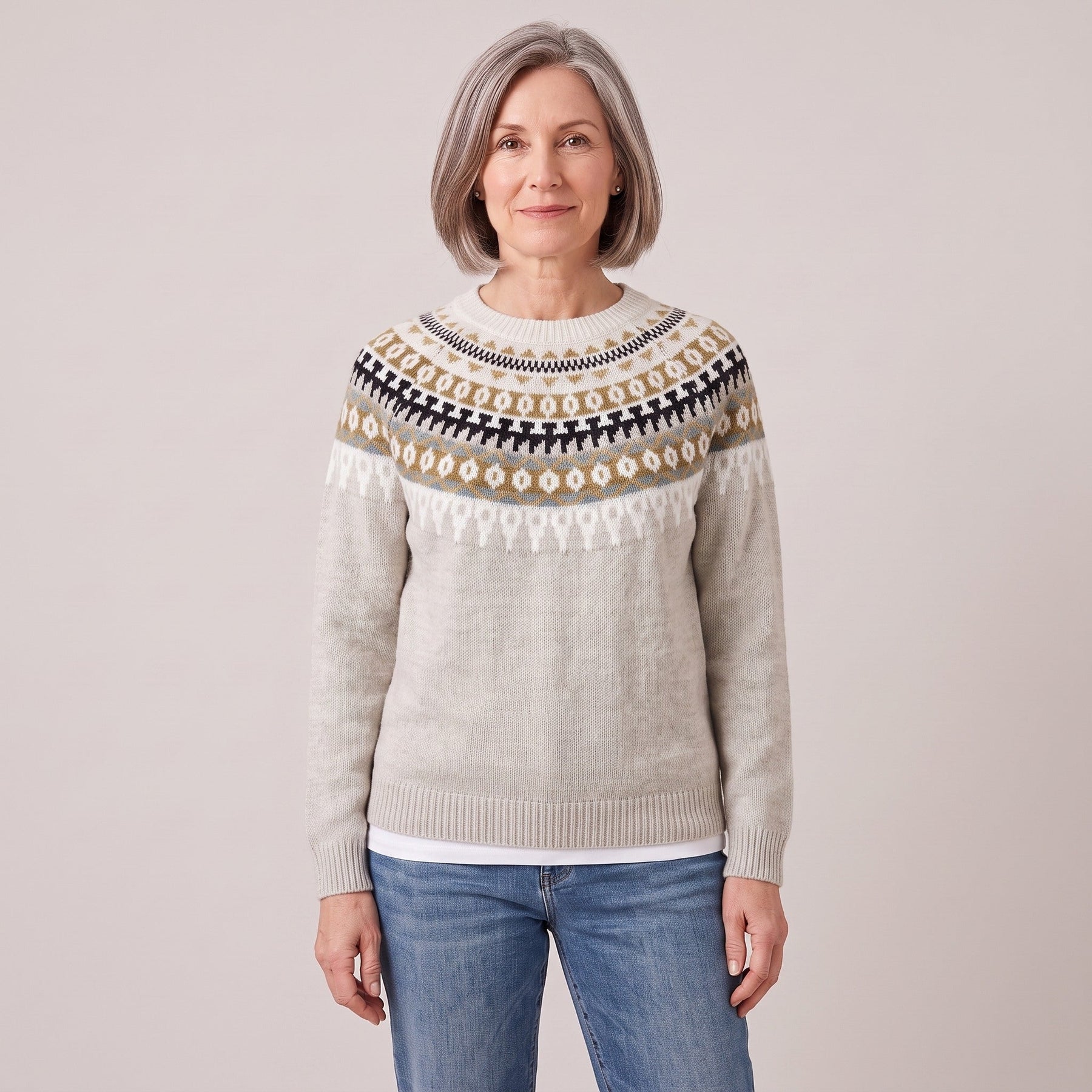 Roberta™ — Fair Isle Yoke Sweater