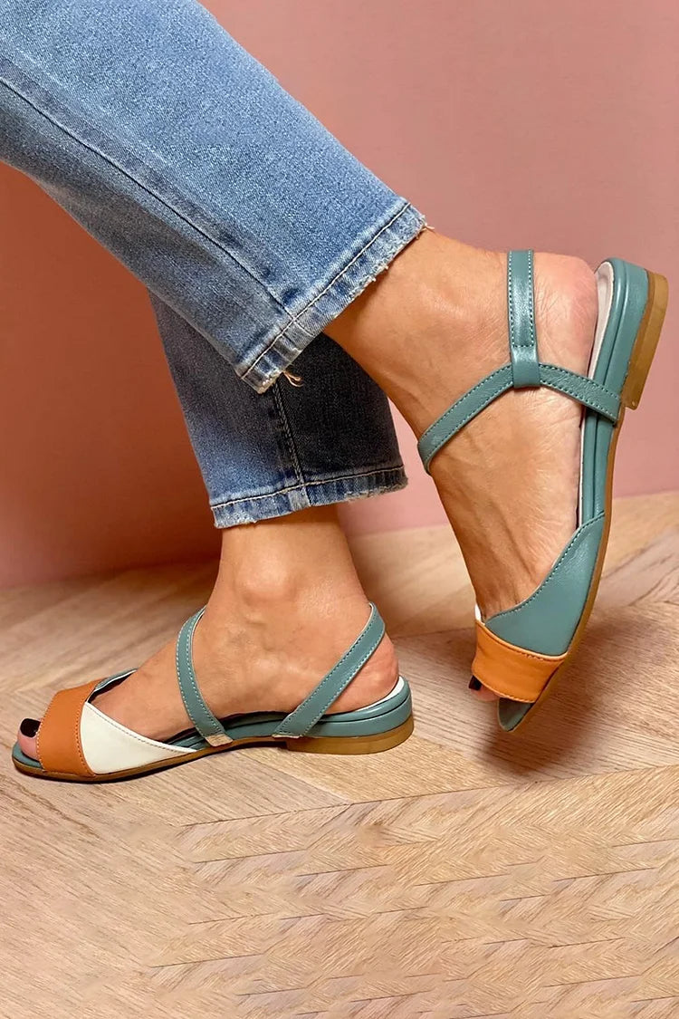 Paula - Color-Block Quilted Peep-Toe Slingback Sandals