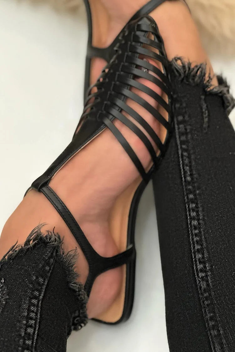 Rosy - Casual Essential Cut-Out T-Strap Sandals