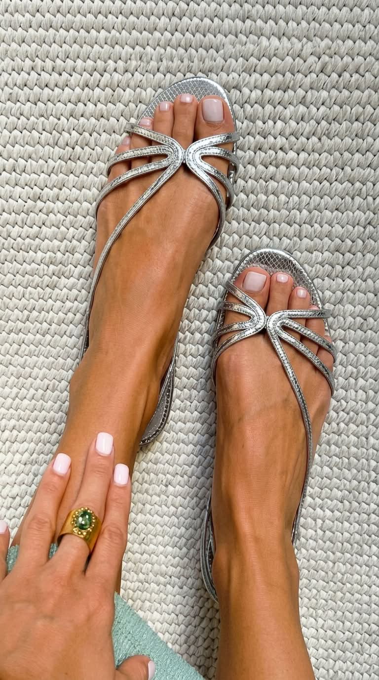Donia - Metallic Snake-Effect Strappy Sandals