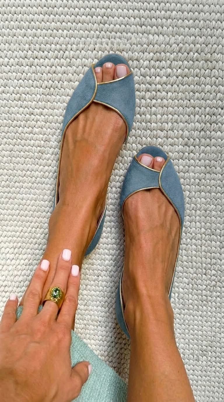 Pene - Beige and Gold Suede Open-Toe Flats
