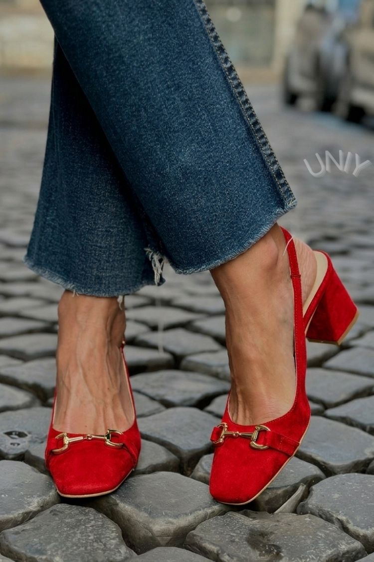 Xia - Olive Suede Slingback Block Heels