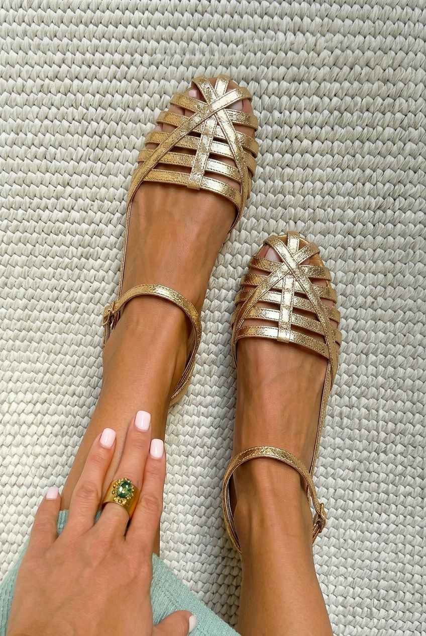Sonia - Closed-Toe Cage Flat Sandals