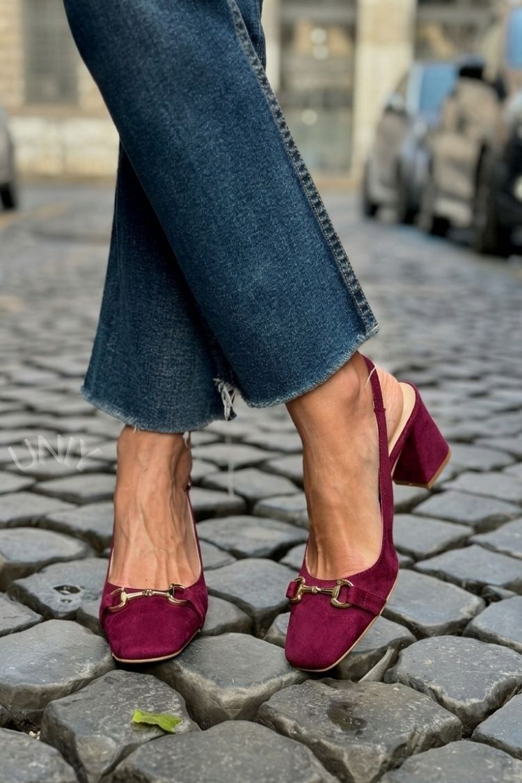 Xia - Olive Suede Slingback Block Heels
