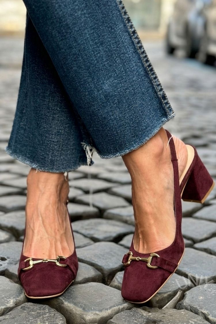 Xia - Olive Suede Slingback Block Heels