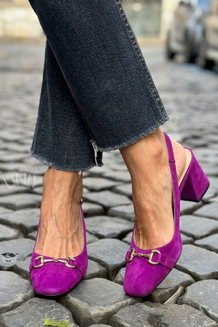 Xia - Olive Suede Slingback Block Heels