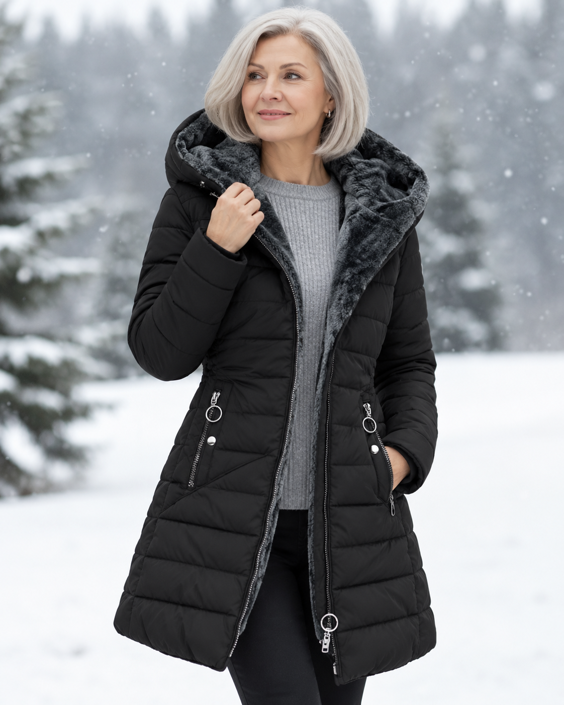Marga | Warm Quilted Winter Coat with Hood