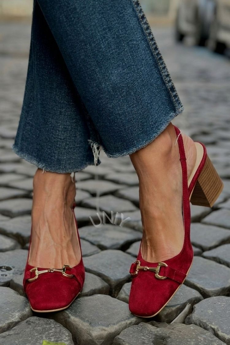 Xia - Olive Suede Slingback Block Heels