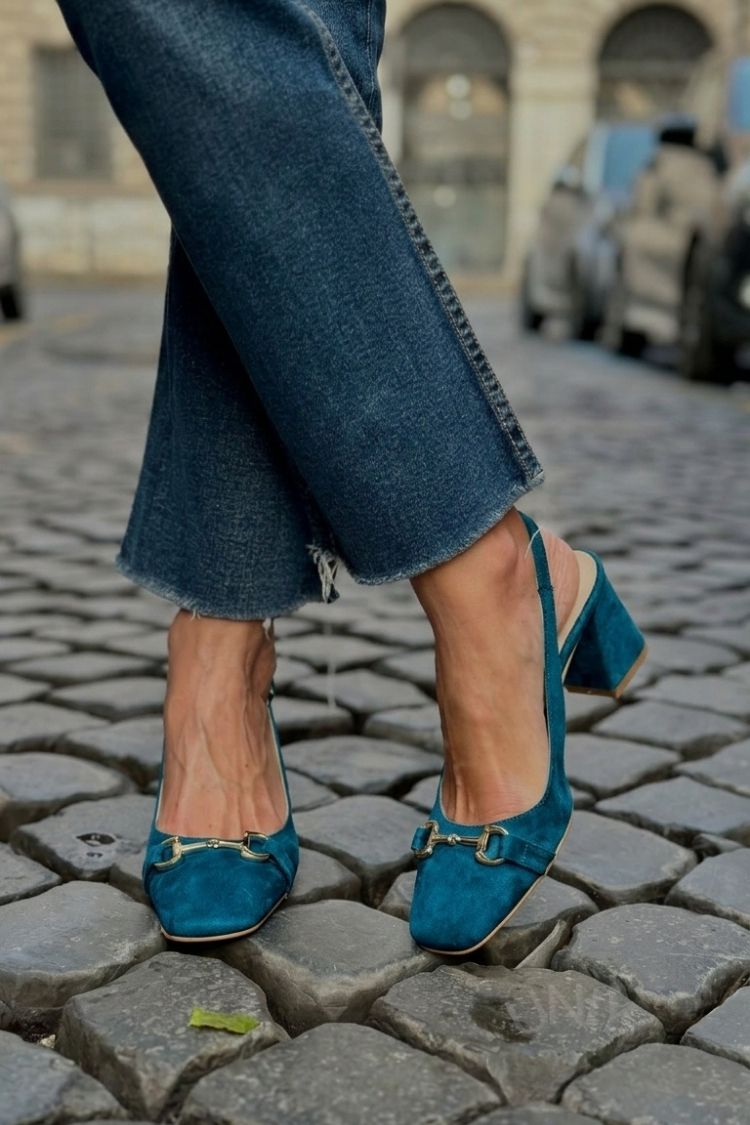 Xia - Olive Suede Slingback Block Heels