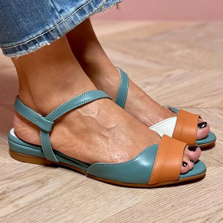 Paula - Color-Block Quilted Peep-Toe Slingback Sandals