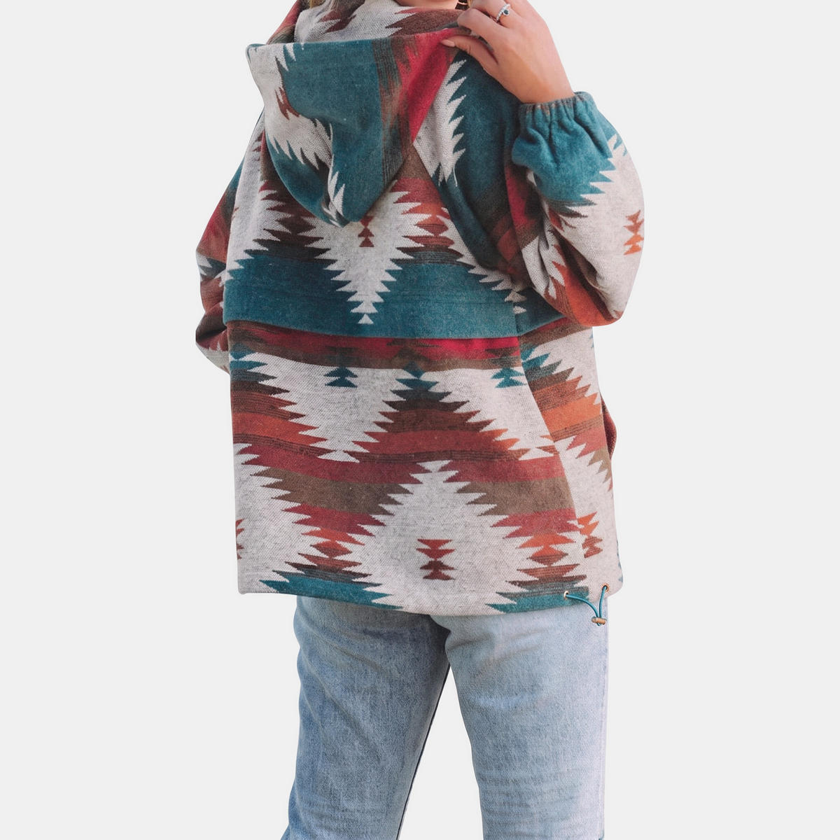 Talia | Oversized Quarter Zip Hoodie with Geometric Print
