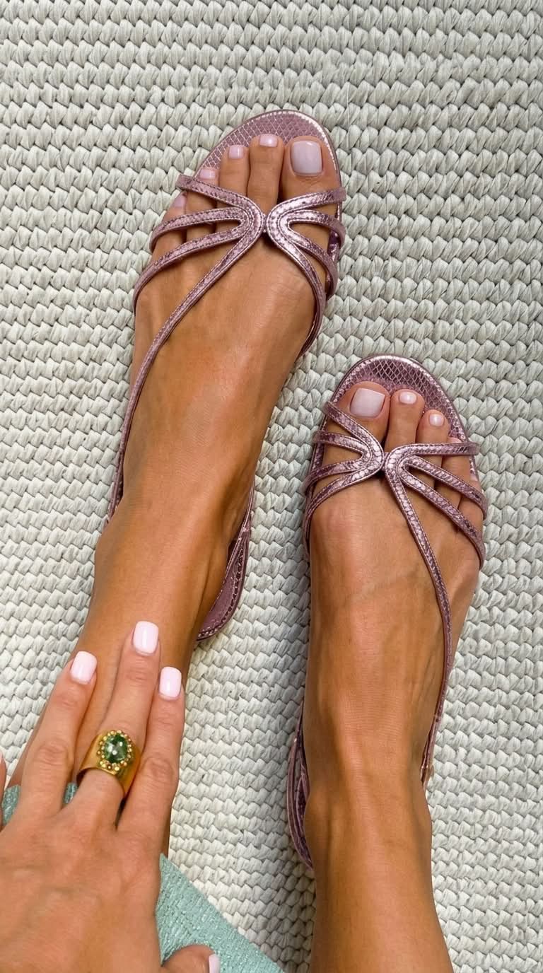 Donia - Metallic Snake-Effect Strappy Sandals
