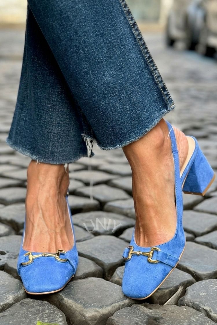 Xia - Olive Suede Slingback Block Heels