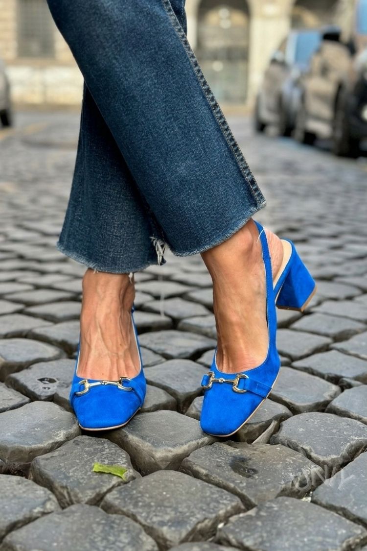 Xia - Olive Suede Slingback Block Heels