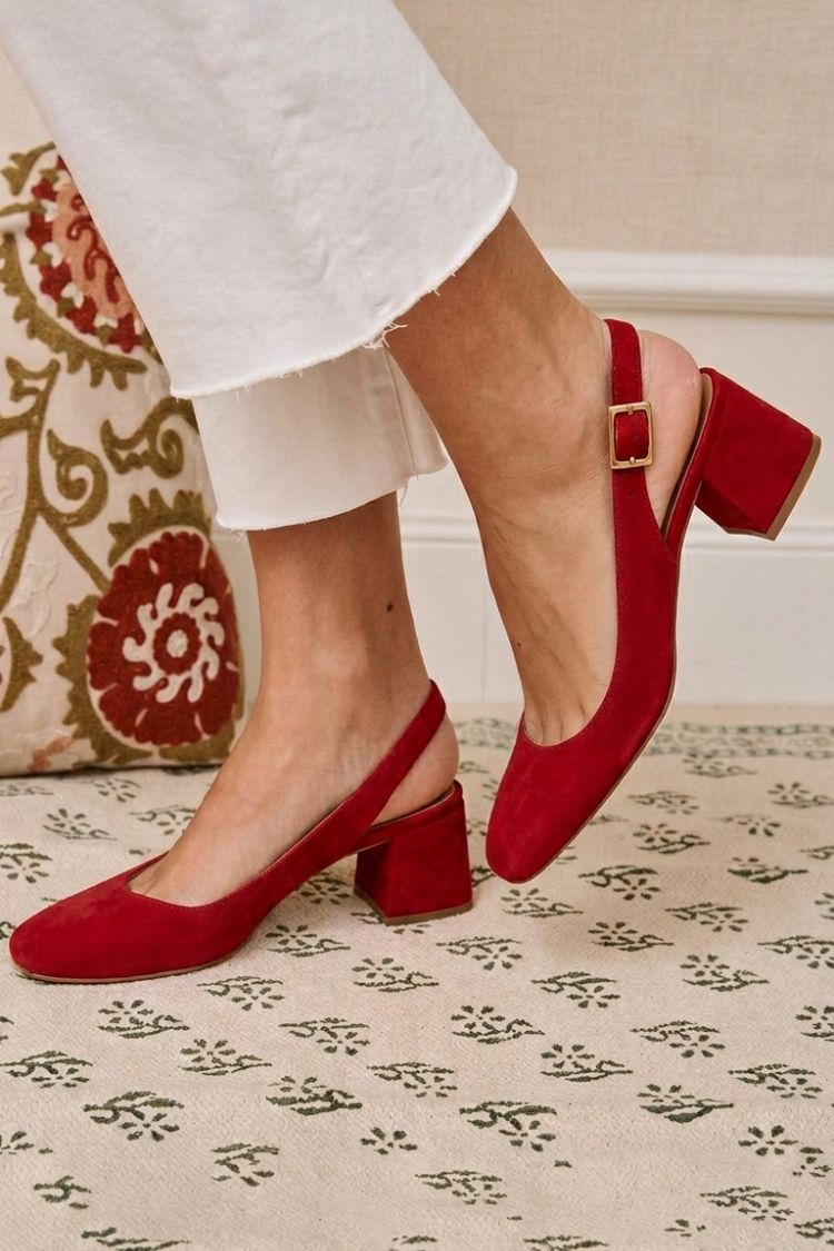 Rica - Khaki Chunky Slingback Heels