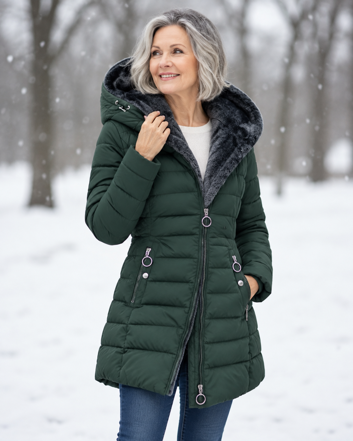Marga | Warm Quilted Winter Coat with Hood