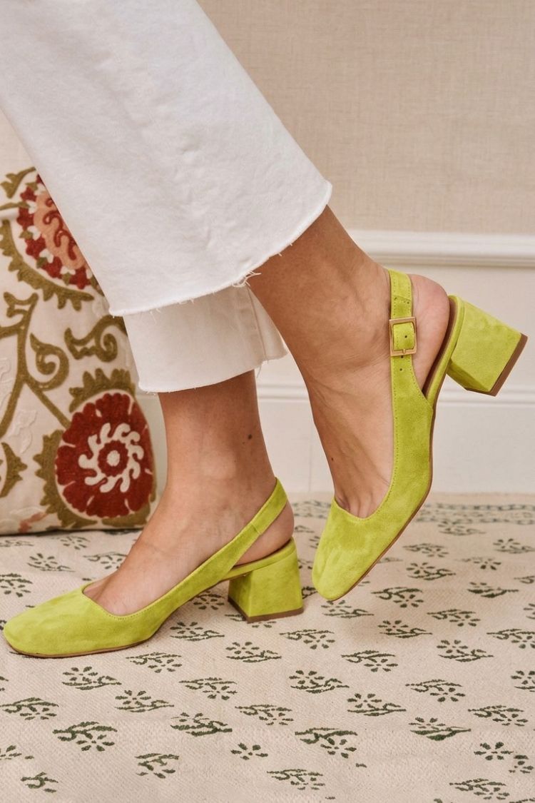 Rica - Khaki Chunky Slingback Heels