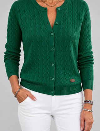 Tilde cable-knit button cardigan, front view