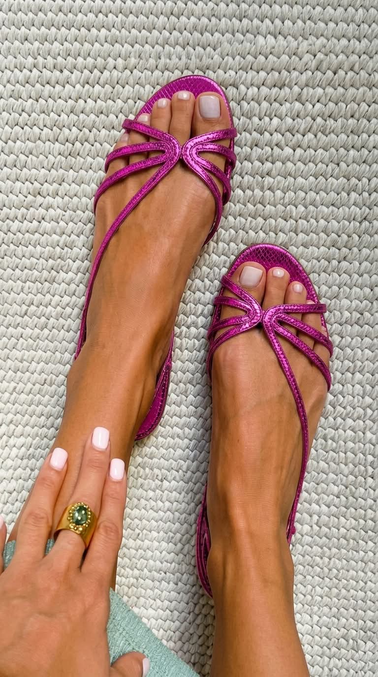 Donia - Metallic Snake-Effect Strappy Sandals