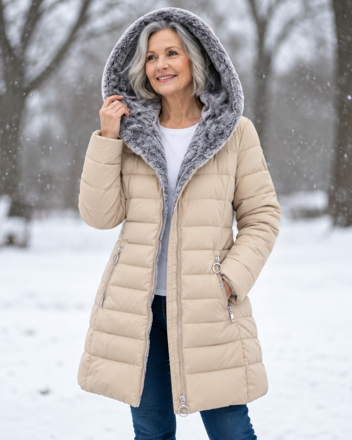 Marga | Warm Quilted Winter Coat with Hood