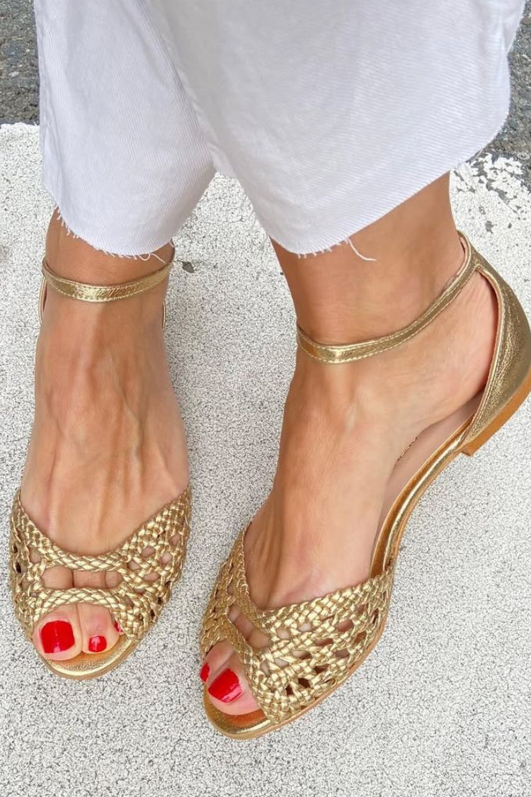 Lei - Elegant Woven Cut-Out Open-Toe Flat Sandals