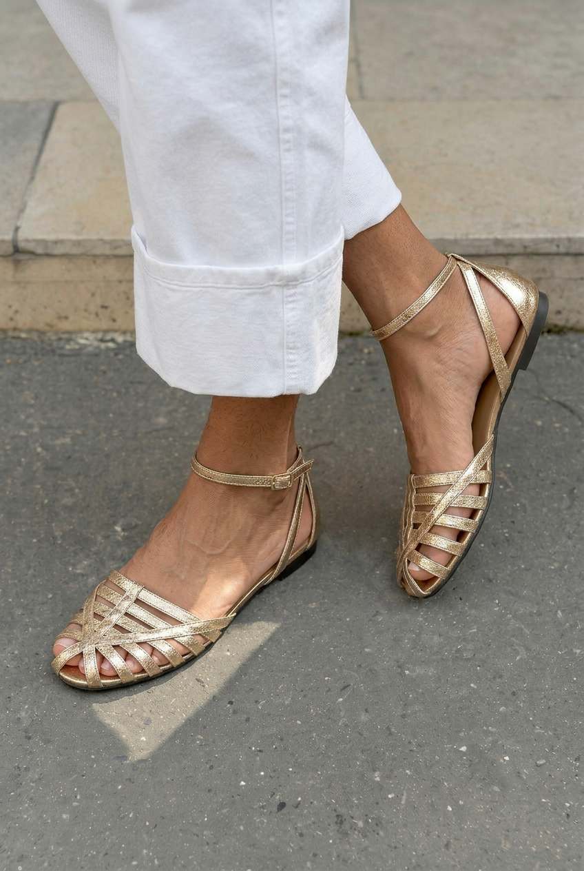 Helia - Closed-Toe Woven Flat Sandals