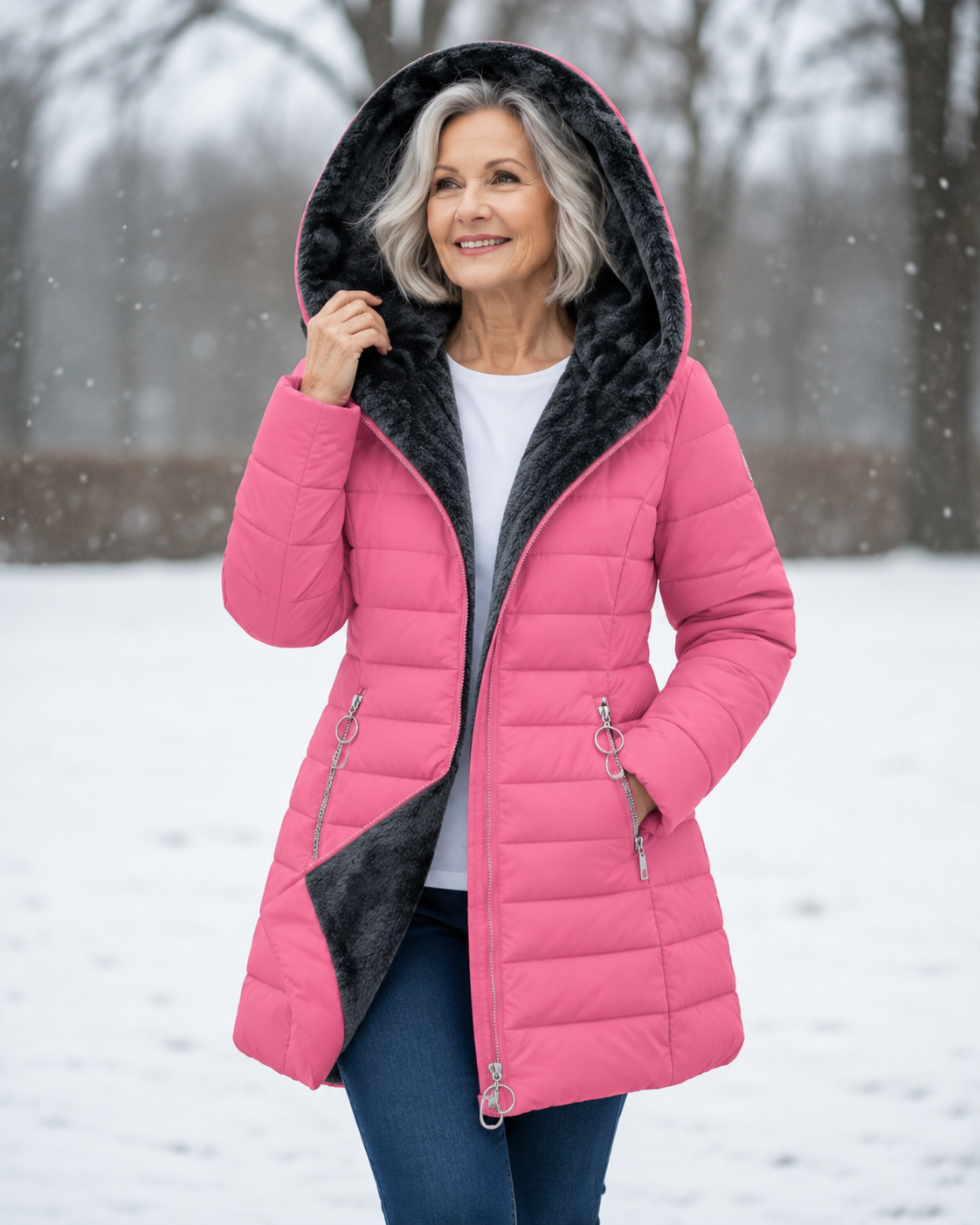 Marga | Warm Quilted Winter Coat with Hood