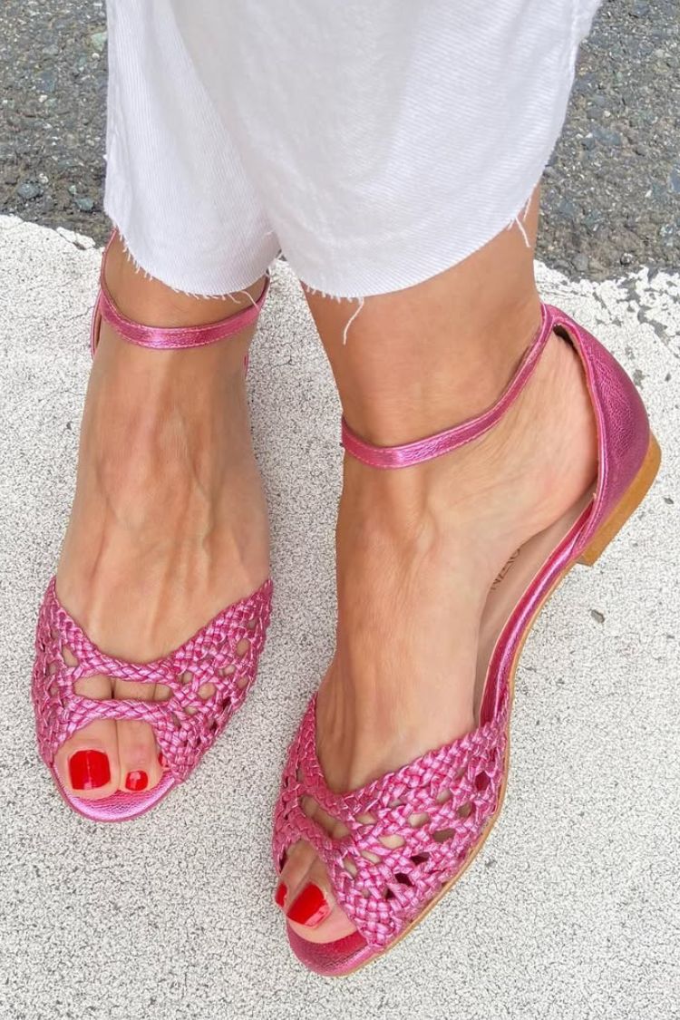 Lei - Elegant Woven Cut-Out Open-Toe Flat Sandals