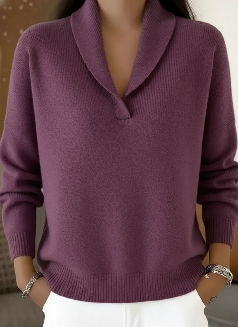 Elena | Elegant V-Neck Sweater