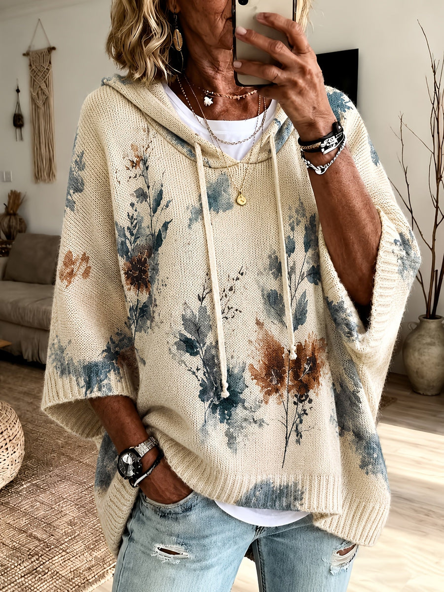 Blythe™ | Floral Hooded Cape Sweater