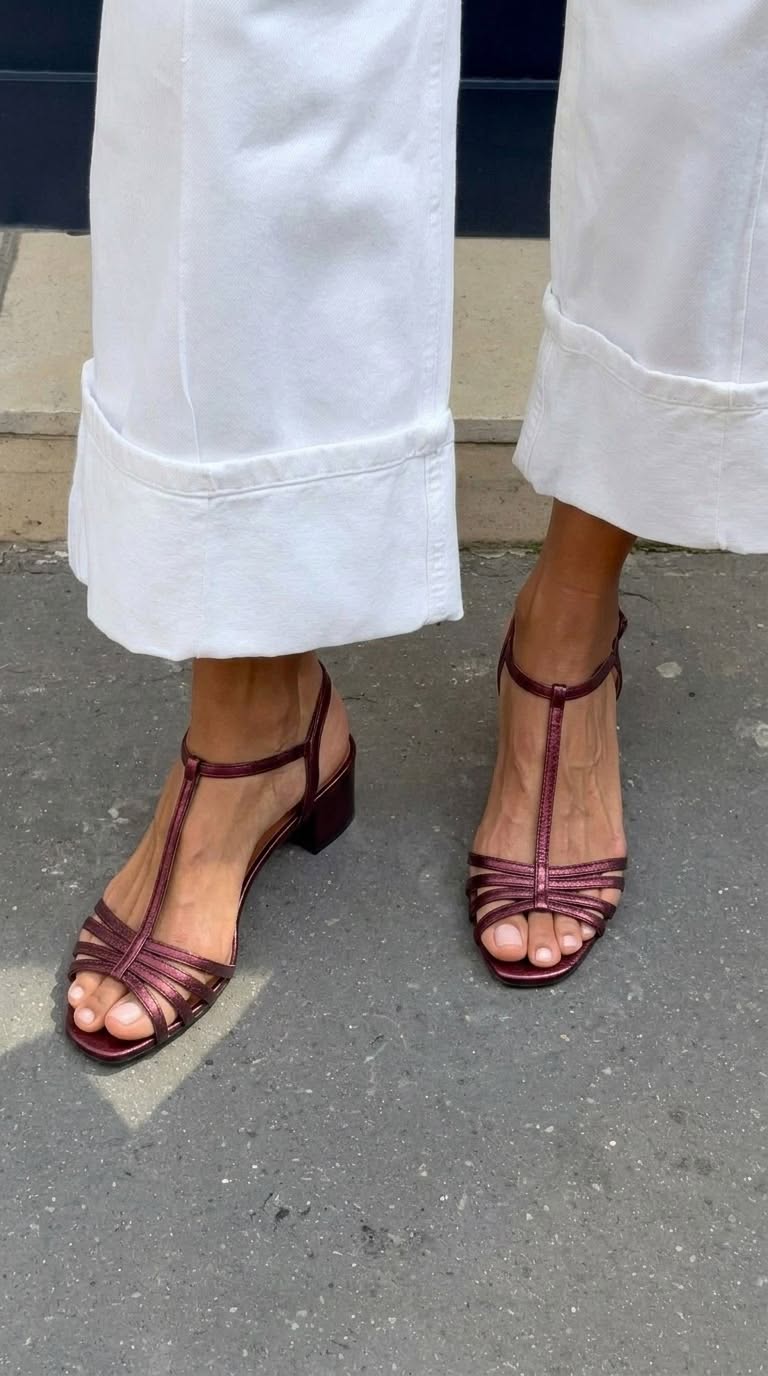 Yolia - Metallic Block Heel Sandals