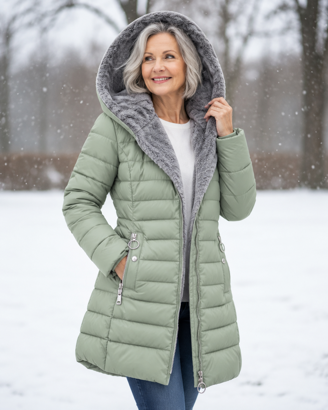 Marga | Warm Quilted Winter Coat with Hood