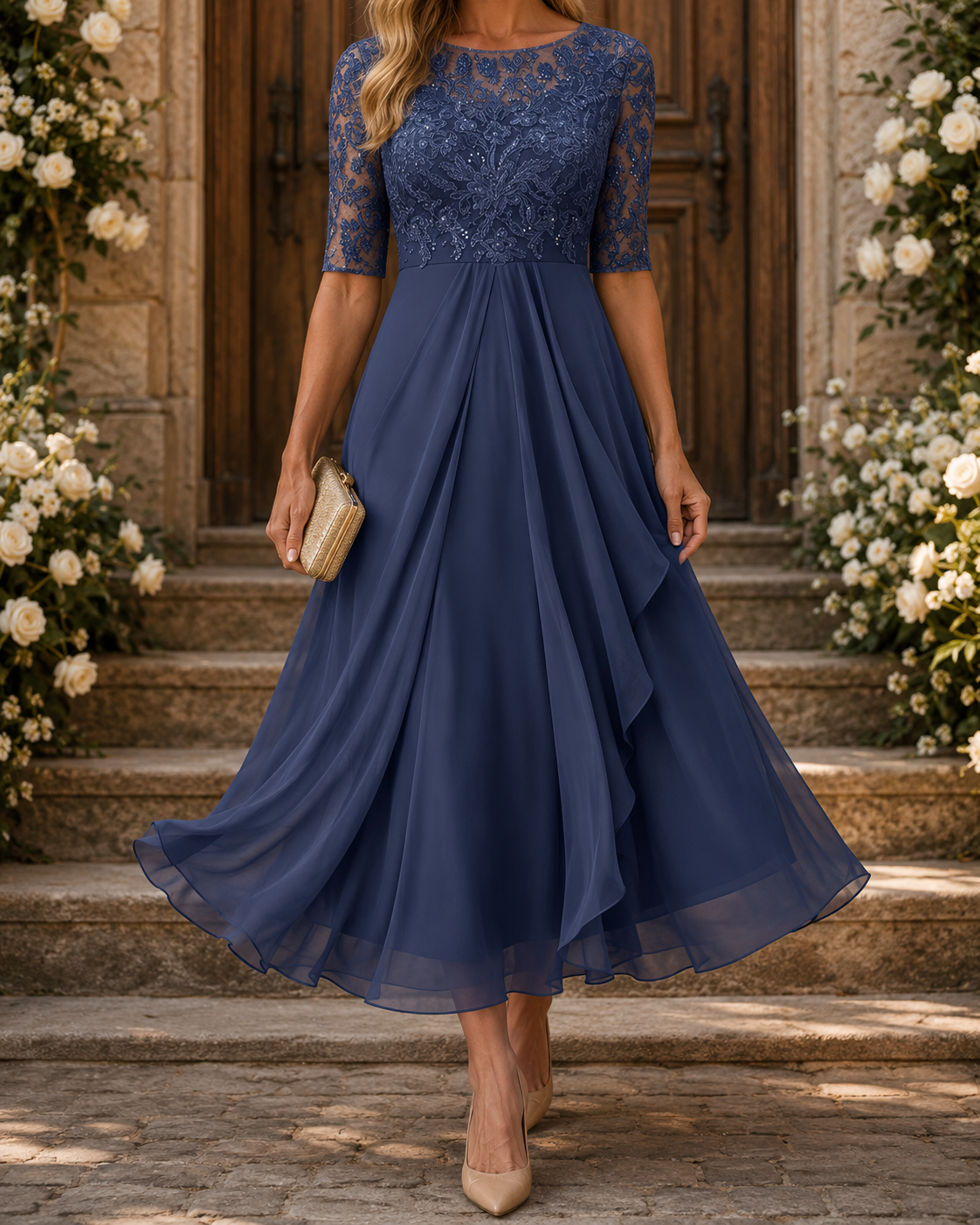 Rose – The Flattering Lace Midi Dress