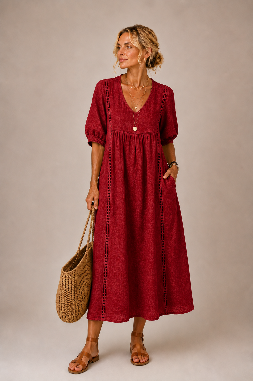 Soline – Robe midi estivale en lin et coton