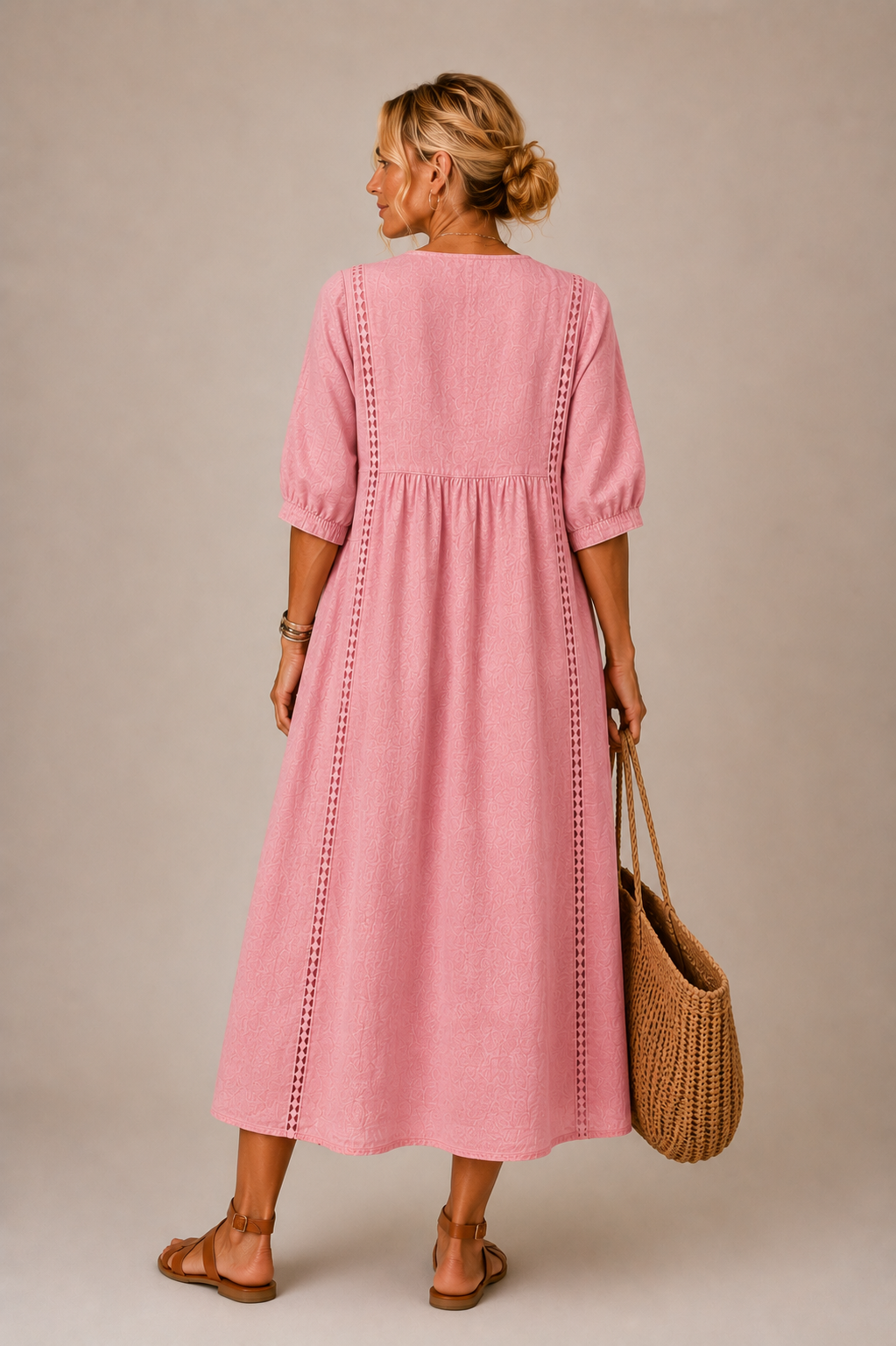 Soline – Robe midi estivale en lin et coton