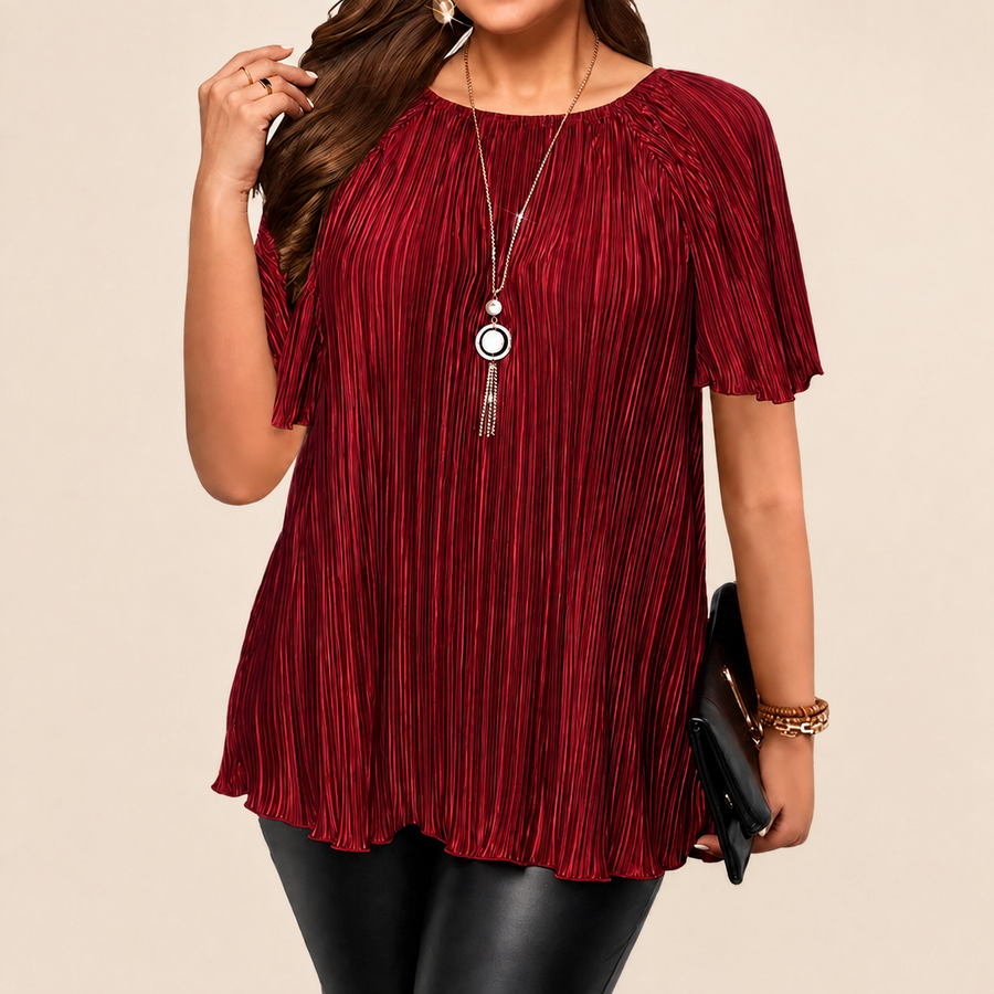 Elena™ – Ultra-Stretch Relaxed-Fit Pleated Blouse