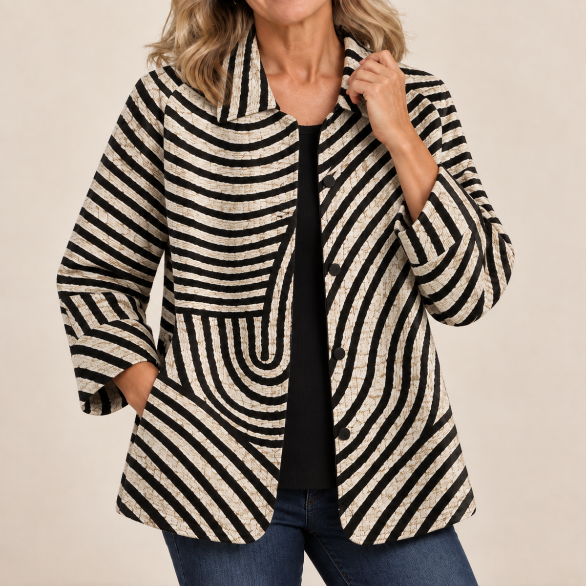 Maura | Striped Open-Front Blazer