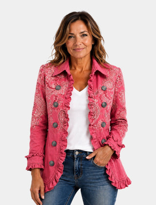 Adelina Ruffle-Trim Jacket - Pink
