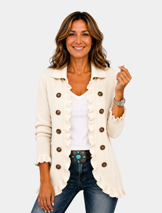 Adelina Ruffle-Trim Jacket - Ivory