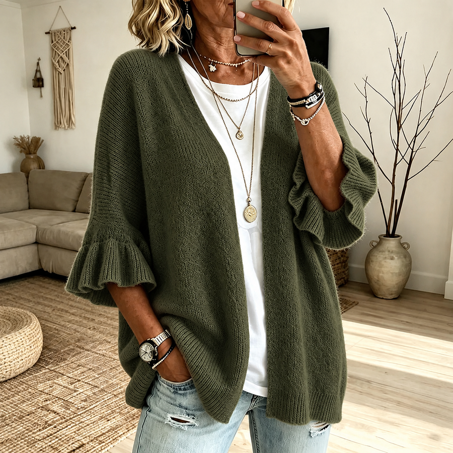 Piper | Ruffle-Sleeve Knit Cardigan