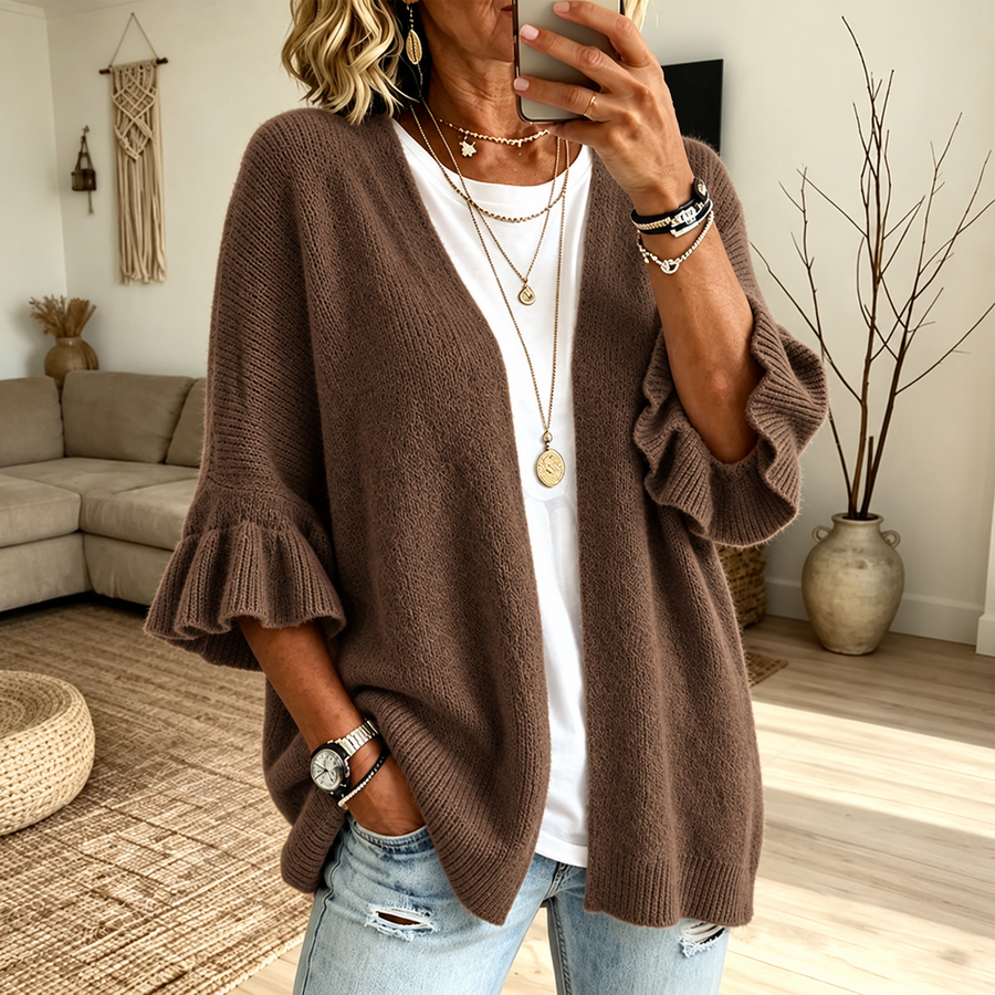 Piper | Ruffle-Sleeve Knit Cardigan