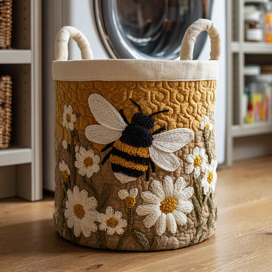 Mamie™ Bumblebee Daisy Quilted Laundry Basket