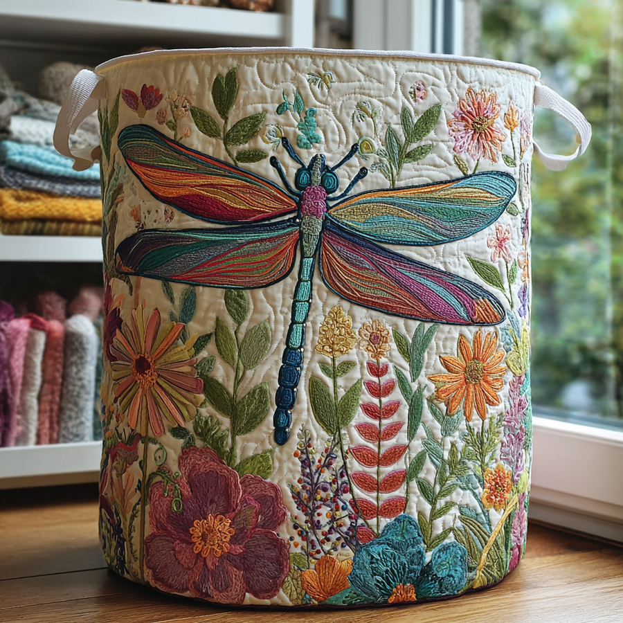 Amanda™ Dragonfly Meadow Quilted Laundry Basket