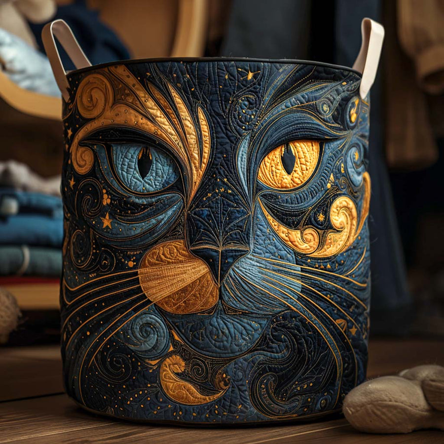 Minerva™ Starlit Cat Quilted Laundry Basket
