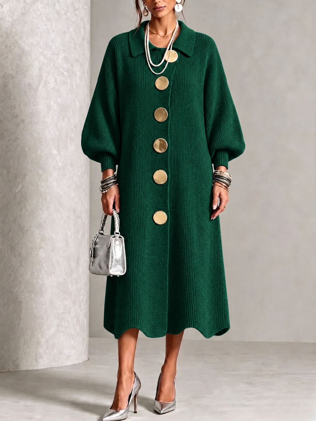 Evelyn | Elegant Button Knit Dress