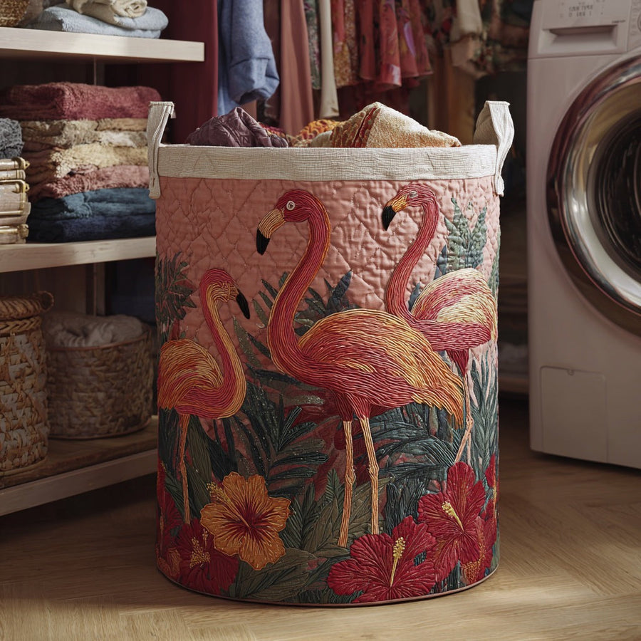 Ione™ Flamingo Quilted Laundry Basket