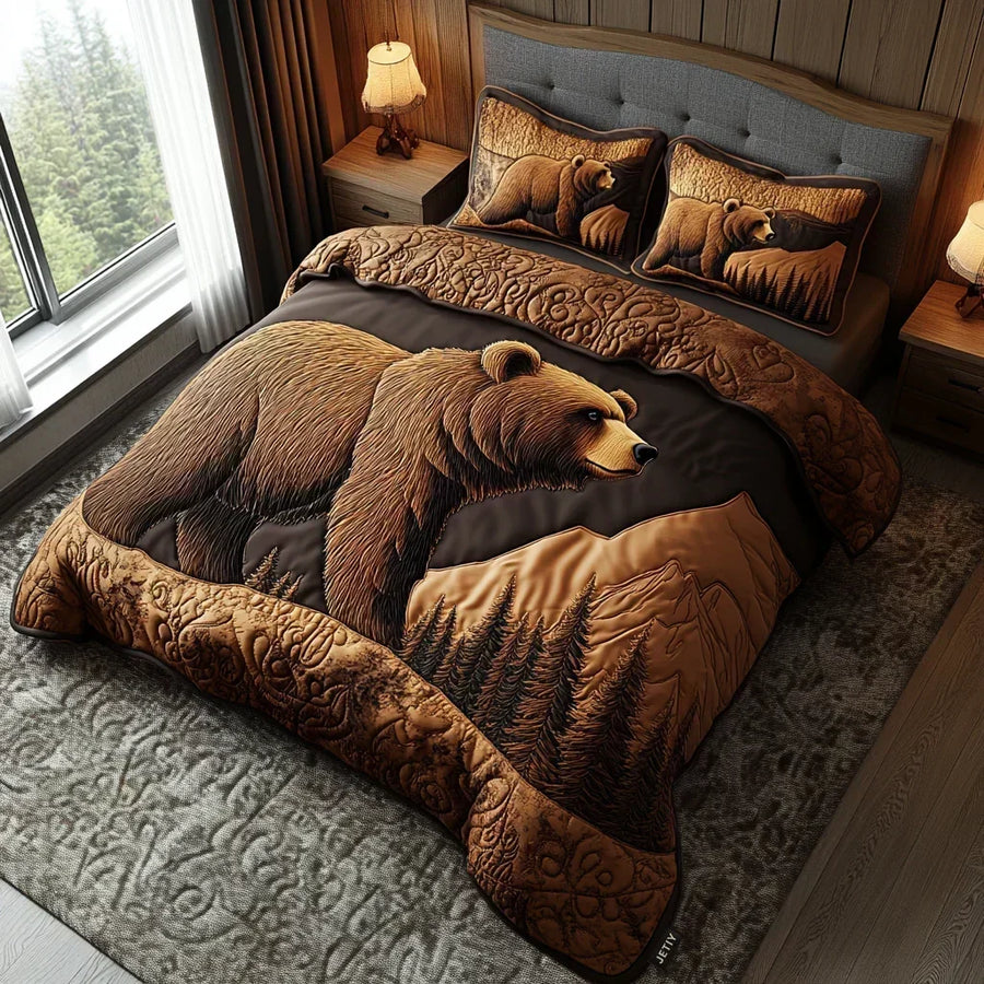 3-Piece Quilted Bedding Set – Woodland Animals
