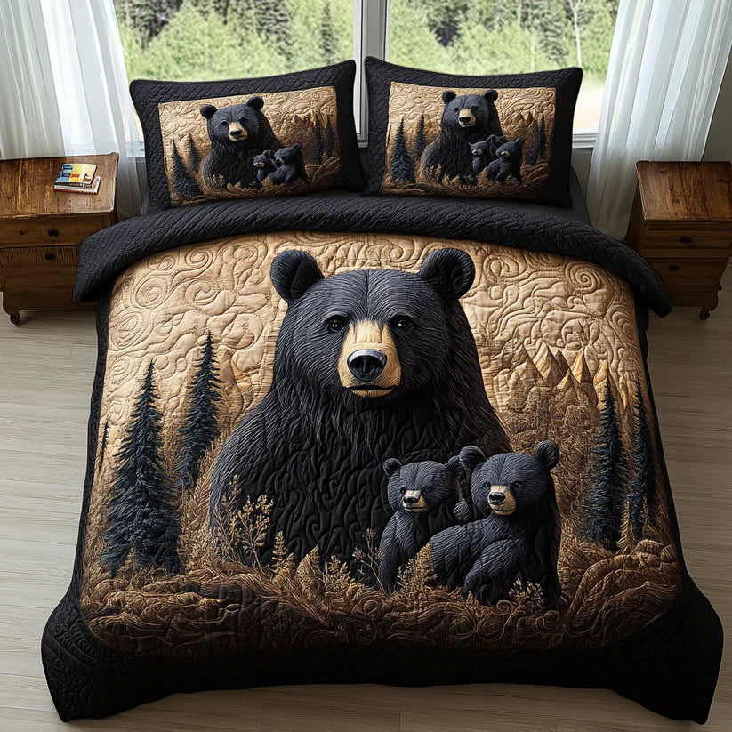 3-Piece Quilted Bedding Set – Woodland Animals